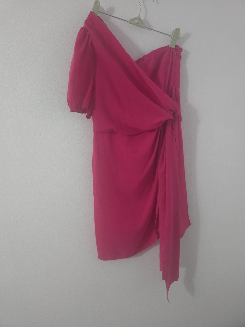 Women’s Fuchsia One-Shoulder Draped Dress - Temu (Used)